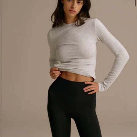 Adanola Cotton Long Sleeve Top-Grey Melange - Picture 3 of 4